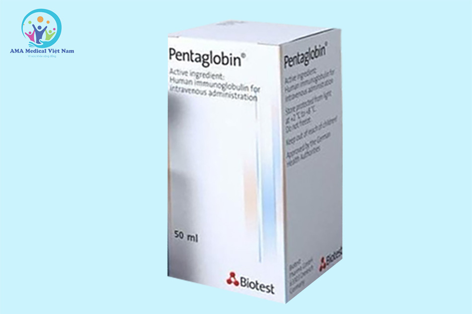 Hộp thuốc Pentaglobin nhìn từ một bên