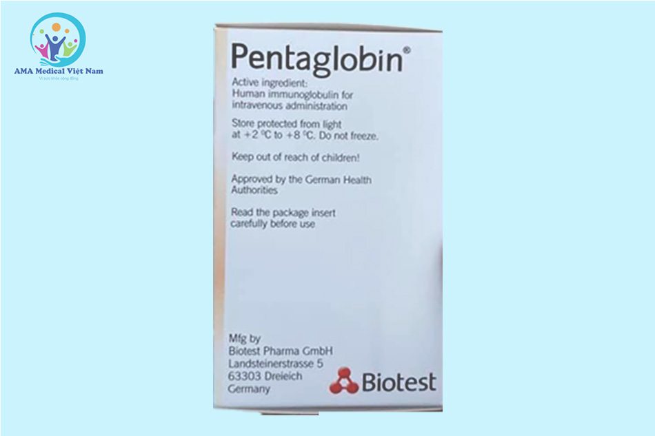 Thông tin thuốc Pentaglobin in trên hộp