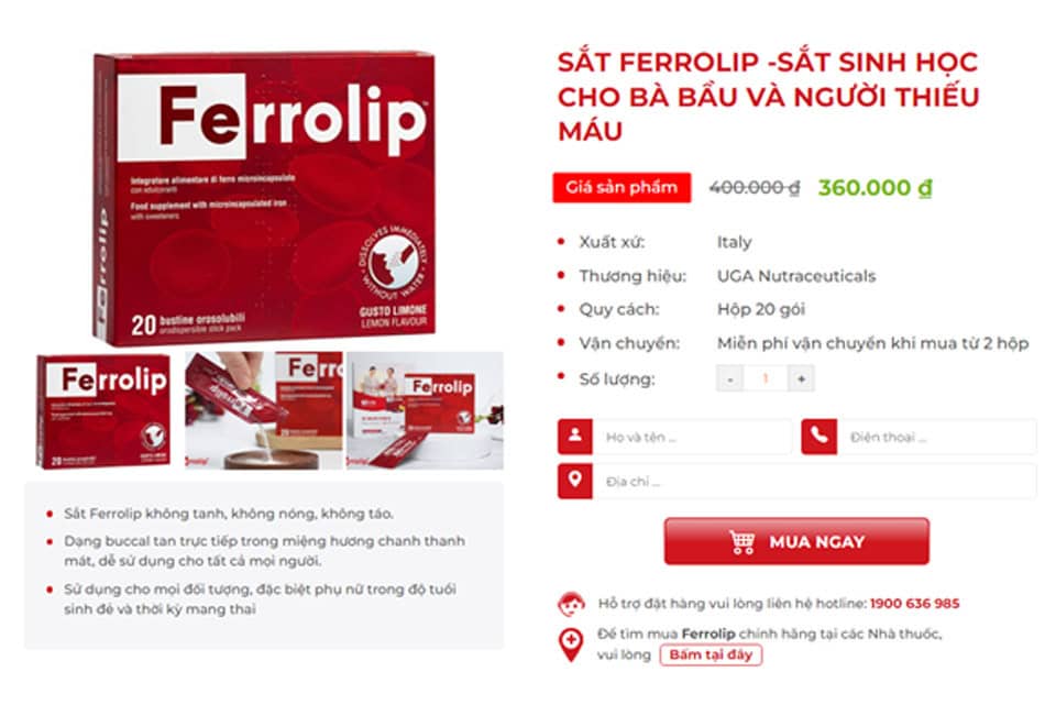 Giá bán sản phẩm Ferrolip